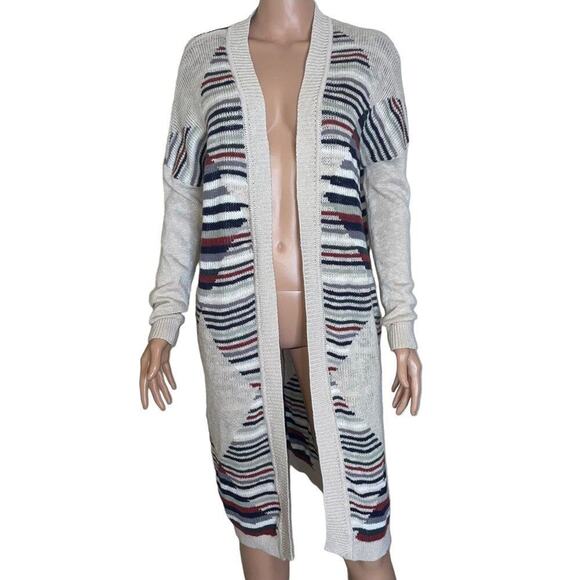Silence + Noise Aztec Southwestern Long Maxi knit sweater Cardigan Duster SZ SM - Picture 2 of 10